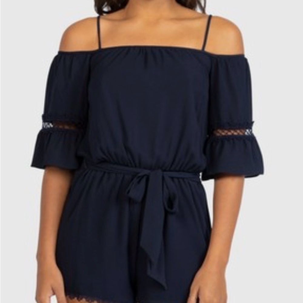 B Darlin Navy Off-Shoulder romper size 0